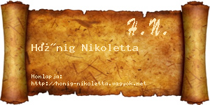 Hönig Nikoletta névjegykártya
